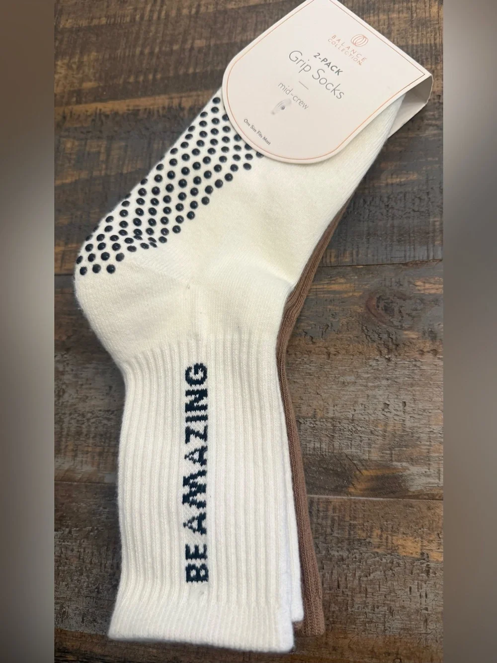 Balance Collection “Be Amazing” Women’s  Non-Slip Crew Socks